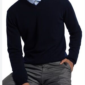Saks 5th Ave Men's Black V-Neck Sweater cashmere large like new business casual